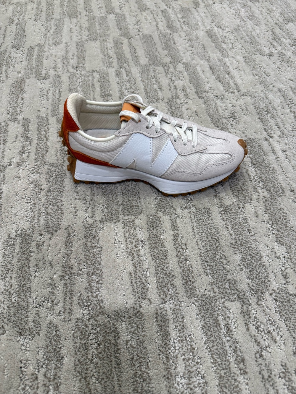 Women's 327 Mesh & Suede Sneaker in Cream with Orange Accent